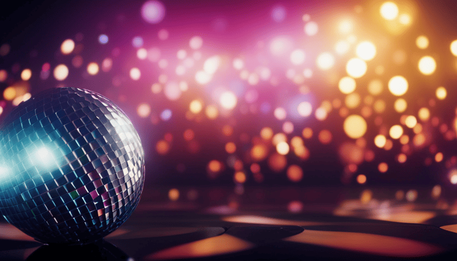An image showcasing a dimly lit karaoke room filled with enthusiastic singers belting out tunes, while a vibrant disco ball casts a kaleidoscope of colors across the space