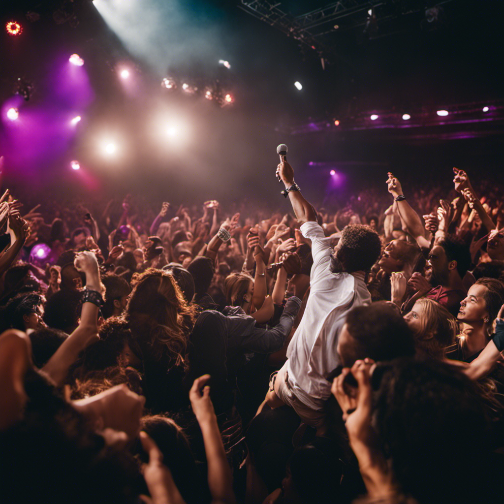 Harmonizing Holistic SEO for Musicians: Crafting a Path to Digital Triumph 7 An image depicting a musician passionately performing on stage, engaging a diverse crowd of fans, each person captivated by the music, symbolizing the power of connecting with your target audience through holistic SEO