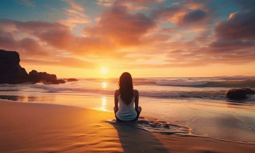 thorstenmeyer Create an image of a serene beach at sunset where 2f393158 4347 4efc 8cd4 66c64518c47b IP394888